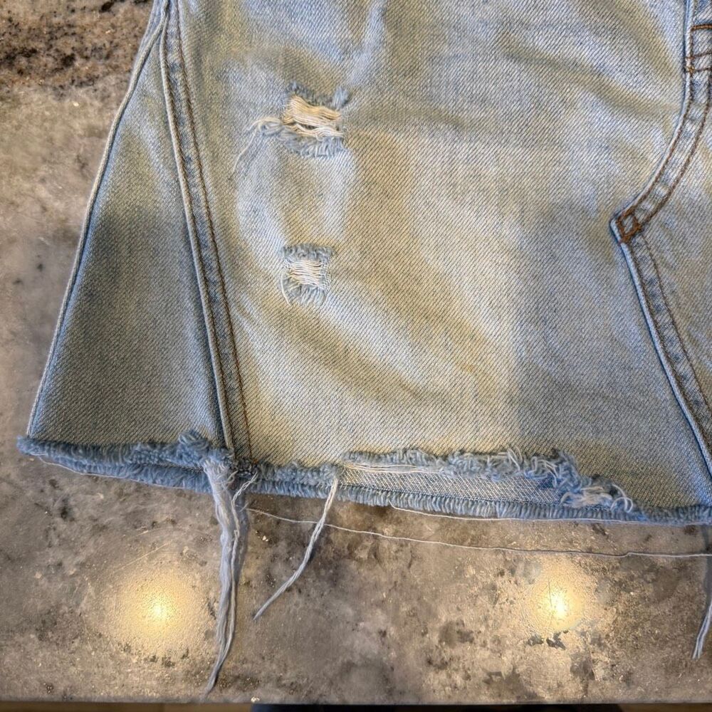 Free People We The Free Distressed Denim Mini Skirt Size 28 - Picture 8 of 10